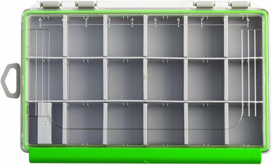 HyperSeal Waterproof Fishing Tackle Box with 3600 and 3700 Trays and Removable Dividers for Lure and Terminal Tackle Storage (Green, 3600(10.75x7.13x1.8 in))