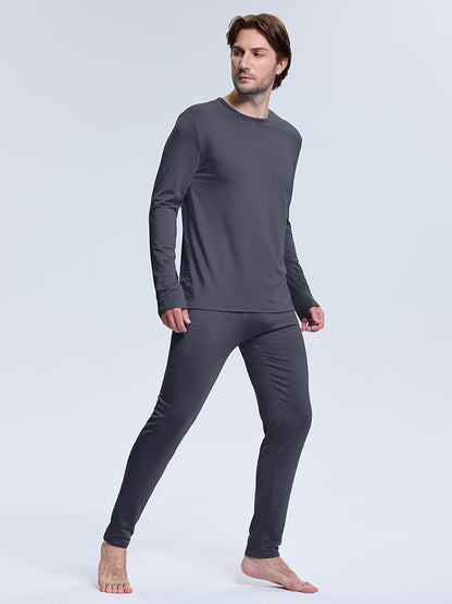 VZV Thermal Underwear for Men Fleece Lined Long Johns for Mens Thermals Top and Bottom Set Soft Base Layer for Winter
