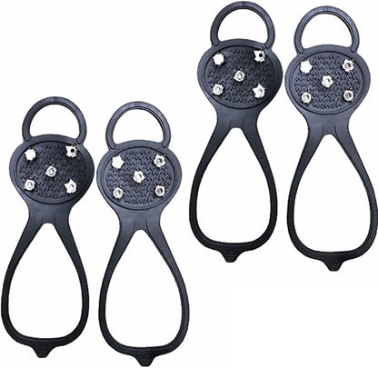 Walk Traction Cleats,Ice Cleats Anti Slip Crampons Rubber Spikes Ice Snow Grippers for Boots and Shoes for Winter Walking on Snow and Ice Climbing Hiking Mountaineering 2PCS for Man and Woman