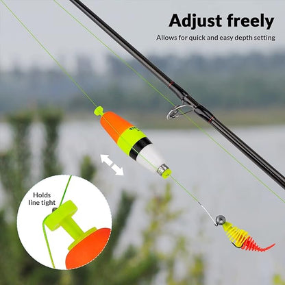 THKFISH Fishing Bobbers 5PCS EVA Foam Round Floats Red/Green Snap-On Spring Fishing Buoy Accessories for Freshwater Saltwater