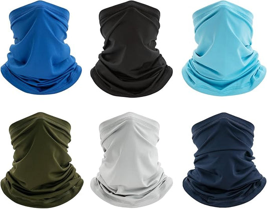 6 Pack Neck Gaiter Bandana Face Mask: Cooling Gator Mask Face Cover Neck Scarf Balaclava