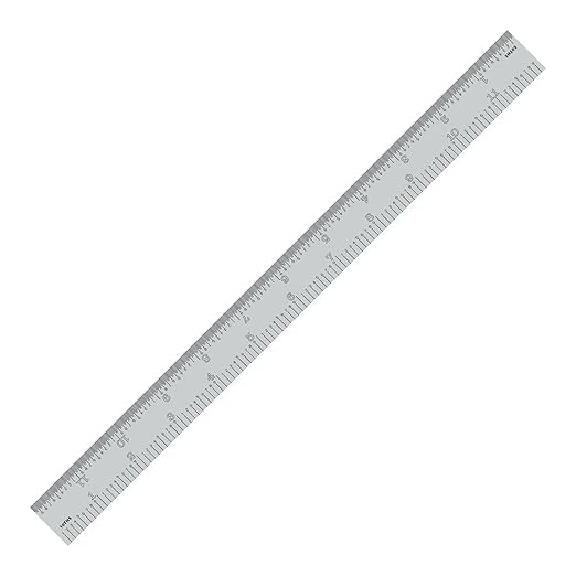 PEC Tools 12" x 300 mm Steel Rule, Decimal/Metric Machinist Ruler with Markings 1/10", 1/50", 1mm, 1/2mm, 1/25" Thick x 1" Wide, Satin Chrome Finish, Made in USA