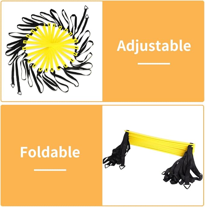 YISSVIC Agility Ladder and Cones 20 Feet 12 Adjustable Rungs Fitness Speed Training Equipment,1 Carry Bags, 10 Cones, 4 Stakes, Basketball, Soccer