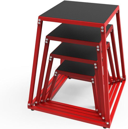 GarveeLife Plyometric Jumping Box, Steel Plyo Box for Exercise, Metal Exercise Step Up Box with Anti-Slip Surface for Home Gym Training