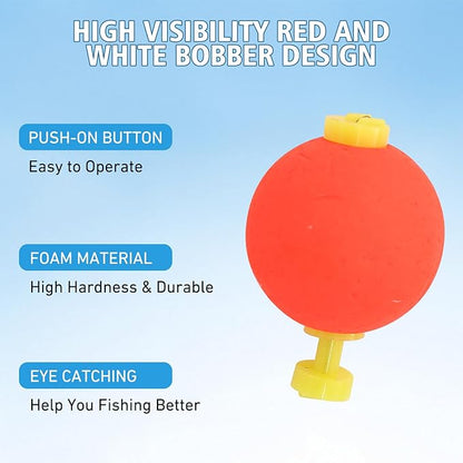 20 Pcs EVA Foam Fishing Bobbers Floats, Snap-on Push Round Button Floats, 0.98 in Small Bobbers for Fishing Tackle Accessories(Red)