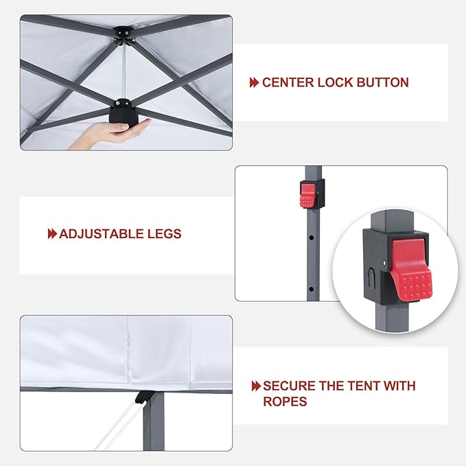 ABCCANOPY 10x10 Pop Up Canopy - Outdoor Patio Portable Canopy Tent Gazebo Heavy Duty for Backyard and Deck with 4 Sandbags and 8 Stakes(White, 10x10)