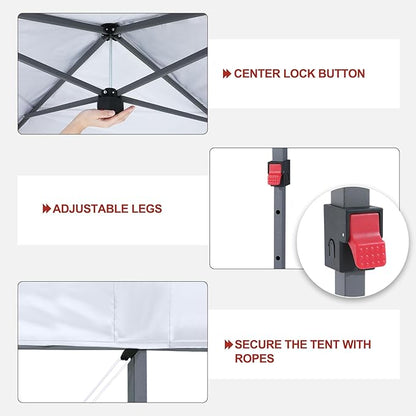 ABCCANOPY 10x10 Pop Up Canopy - Outdoor Patio Portable Canopy Tent Gazebo Heavy Duty for Backyard and Deck with 4 Sandbags and 8 Stakes(White, 10x10)