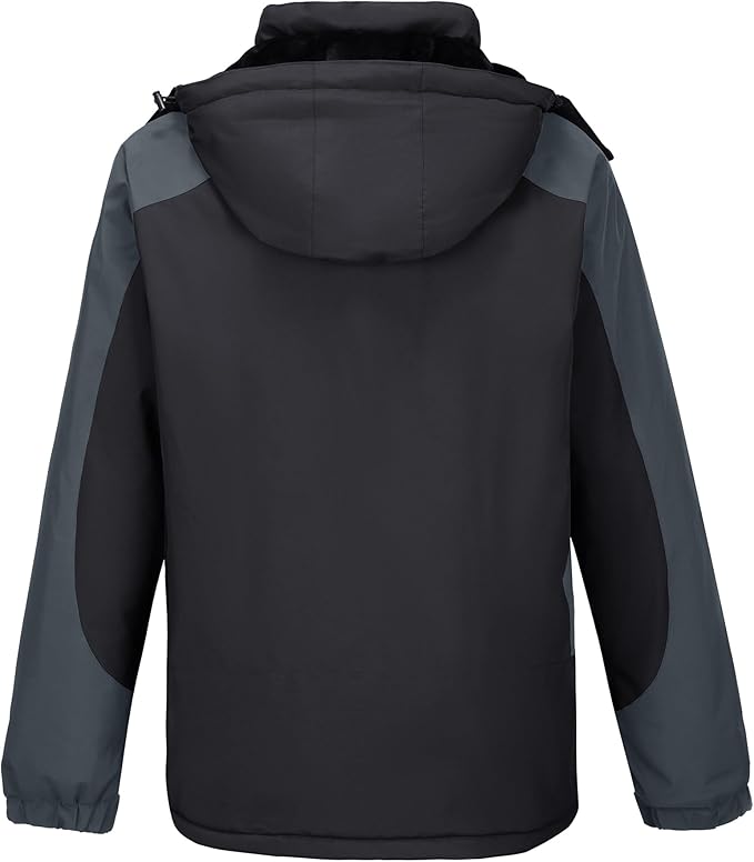 CAMELSPORTS Mens Winter Jacket Waterproof Warm Snow Ski Jackets Faux Fur Fleece Rain Coats with Removable Hood