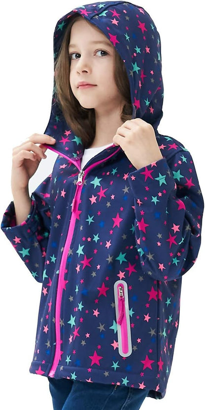 MGEOY Boys Girls Rain Jackets Lightweight Waterproof Hooded Raincoats Windbreakers for Kids 4-14Y