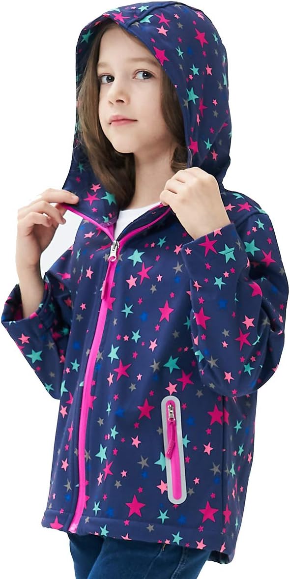 MGEOY Boys Girls Rain Jackets Lightweight Waterproof Hooded Raincoats Windbreakers for Kids 4-14Y