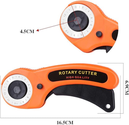 Rotary Cutter, Professional 45mm Rotary Fabric Cutter, Rotary Cutter for Fabric, Card Paper Sewing Quilting Roller Fabric Cutting Tailor Scissors Tool Dress Clothes Making DIY Tool