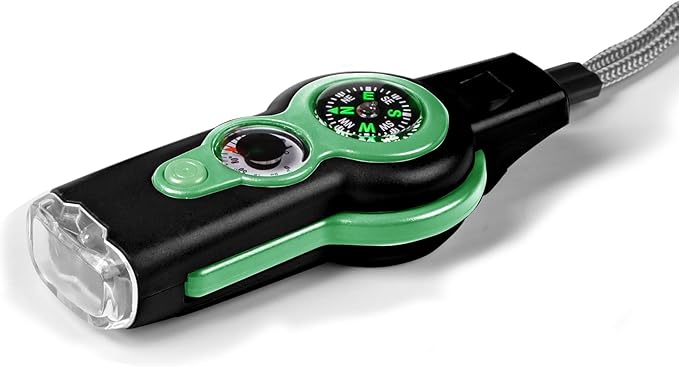 Emergency Survival Function Whistle, Outdoor Multifunctional Tool Safety Whistle with Lanyard, Ideal for Kayaking, Boating, Hiking, Camping, Climbing, Hunting, Fishing, Rescue Signaling