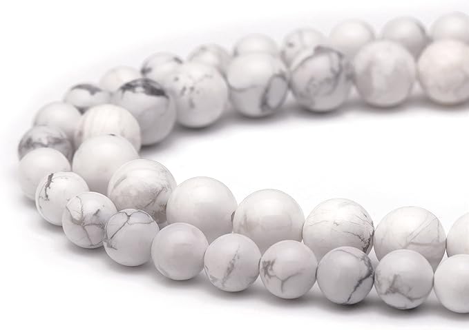 Youngbling Natural Gemstone Beads for Jewelry Making,10mm Howlite Polished Round Smooth Stone Beads for Bracelet Necklace 15 Inch