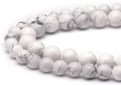 Youngbling Natural Gemstone Beads for Jewelry Making,10mm Howlite Polished Round Smooth Stone Beads for Bracelet Necklace 15 Inch
