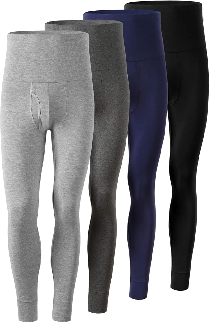 Ouruikia Men's Thermal Underwear Bottoms High Waist Thermal Pants Keep Warm Long Johns Pants
