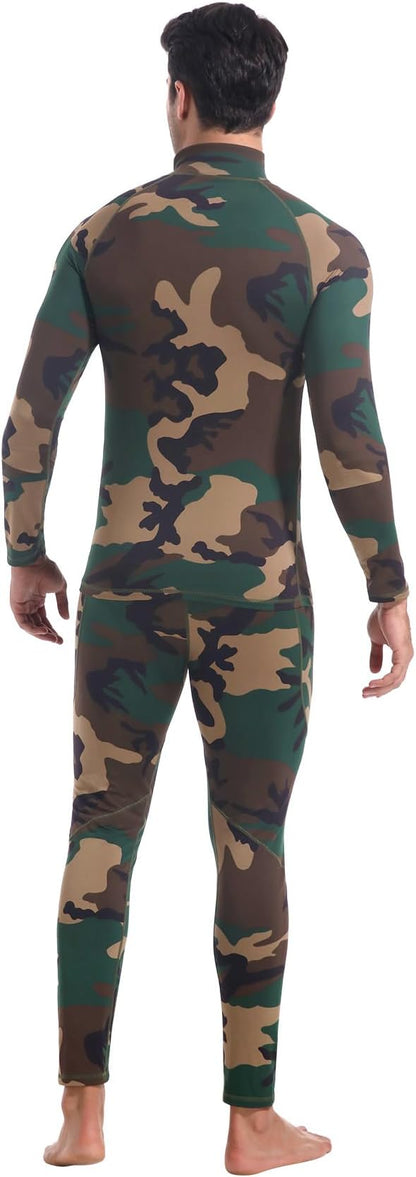 CL convallaria Mens Thermal Underwear Set with Fly Long Johns Base Layer Winter Hunting Gear Sport Top and Bottom