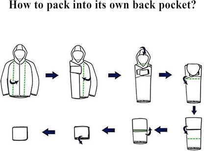 COOFANDY Men's Packable Rain Jacket Lightweight Waterproof Raincoat with Hood Travel Hiking Golf Windbreaker