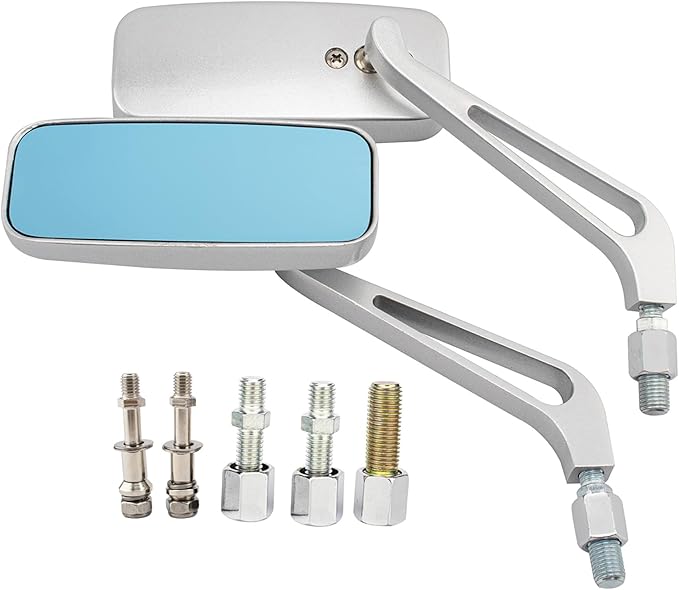 Motorcycle Rectangle Rearview Side Mirrors Chrome for Harley Softail Sportster Honda Yamaha Cruiser Chopper Bobber