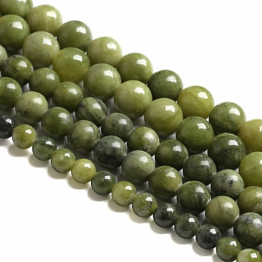 10MM 36PCS Natural Stone Chinese Green Jade Loose Beads for Jewelry Making DIY Bracelet Necklace 1 Strand