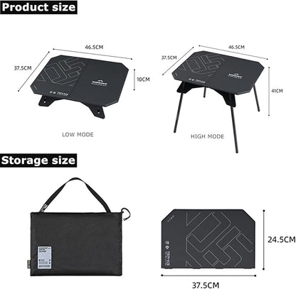 Folding Camp Table, 2 in1 Adjustable Height(16 inch/4 inch) Foldable Camping Desk, Outdoor Camping Table Picnic Table for Cooking, Beach, Hiking, Travel, Fishing, BBQ