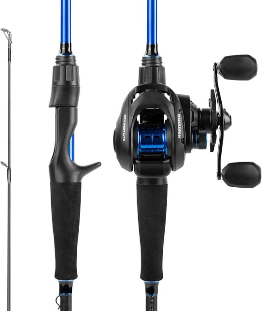 KastKing Centron Fishing Rod and Reel Combo, Spinning & Baitcasting Combos, IM6 Graphite 2Pc Blanks, Stainless Steel Guides with Ceramic Rings, Contoured EVA Handles & Fighting Butt