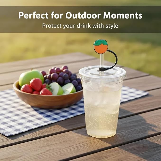 4Pcs Silicone Straw Toppers Cap for Stanley Cup 40oz –Red&Pink Rose, Orange, Sunflower, 10mm Reusable Dust-Proof Straw Covers, Water Bottle Accessories, Gift for Girl & Boy