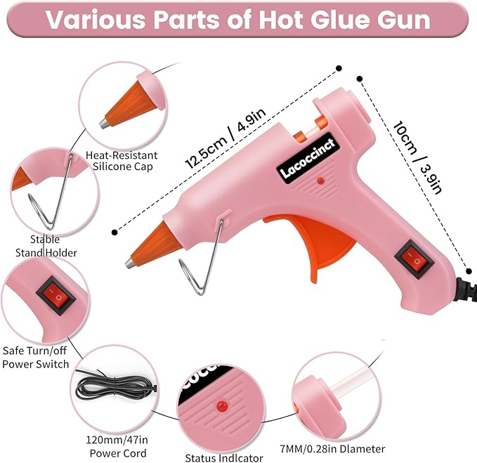 Hot Glue Gun, Mini Hot Glue Gun Kit with 30 Glue Sticks, Fast Preheating Hot Melt for School Crafts DIY Arts and Quick Home Repairs, 20w Pink