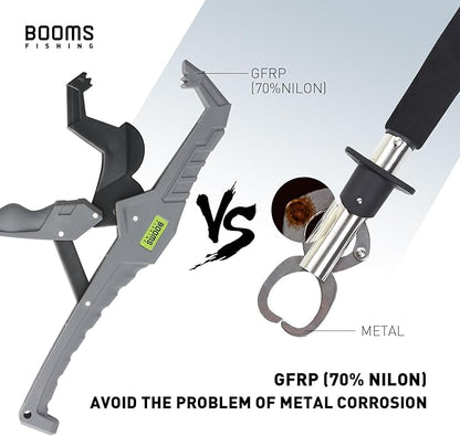 Booms Fishing G05 Lip Gripper Saltwater, 9.4" Plastic Catfish Grippers Pliers, Grabber Tool With Lanyard, Grips for Kayak Fishing Accessories, Great Holder for Caught Fish