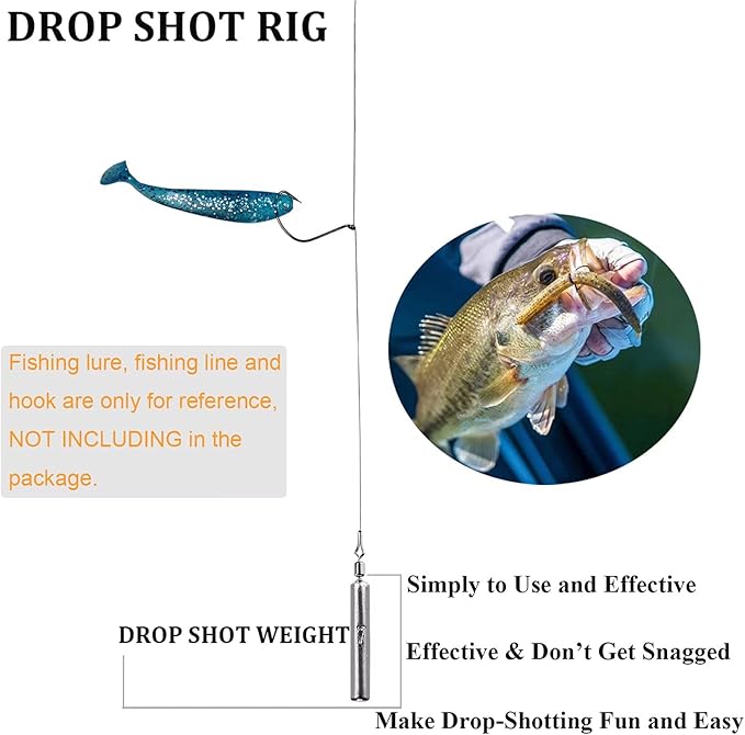 THKFISH Fishing Weights Sinkers Set, 60PCS Fishing Sinker Drop Shot Weights Kit,Drop Shot Rig Wacky Hooks for Saltwater Freshwater Bass Fishing