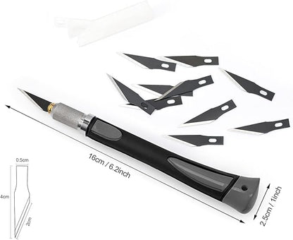 EHDIS Precision Hobby Knife Set Utility Craft Knife Kit with 10PCS Blades for Art, Working-Stencil, Scoring, Scrapbooking, Architecture Modeling, Crafting-Grey