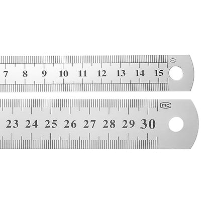 HARFINGTON 2 Pcs Steel Ruler 6"/12" Machinist Metal Ruler Carbon Steel Metric Straight Edge Measuring Tools 0.4mm Thick for Engineering Architect Drawing Home Office