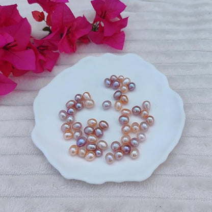 50 Pcs Natural Pearl Beads for Jewelry Making AAA 8-9 mm No Holes Natural Genuine Real Freshwater Cultured Pearl Oval Pearls Beads Loose Gemstone Bead Crafts Gift for Women,DIY Gifts.