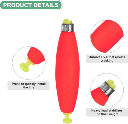 Fishing Bobbers Floats, EVA Foam Weighted Bobbers for Crappie/Bluegill/Trout Bass/Catfish, Clip-on Floats Slip Corks