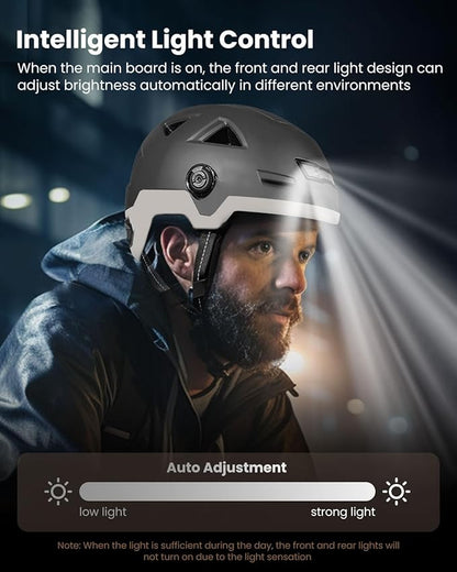ILM Smart Adult Bike Helmet with Automatic G-Sensor Turn Signal & Brake Warning LED Light Control Road Cycling Helmet E3-12LS