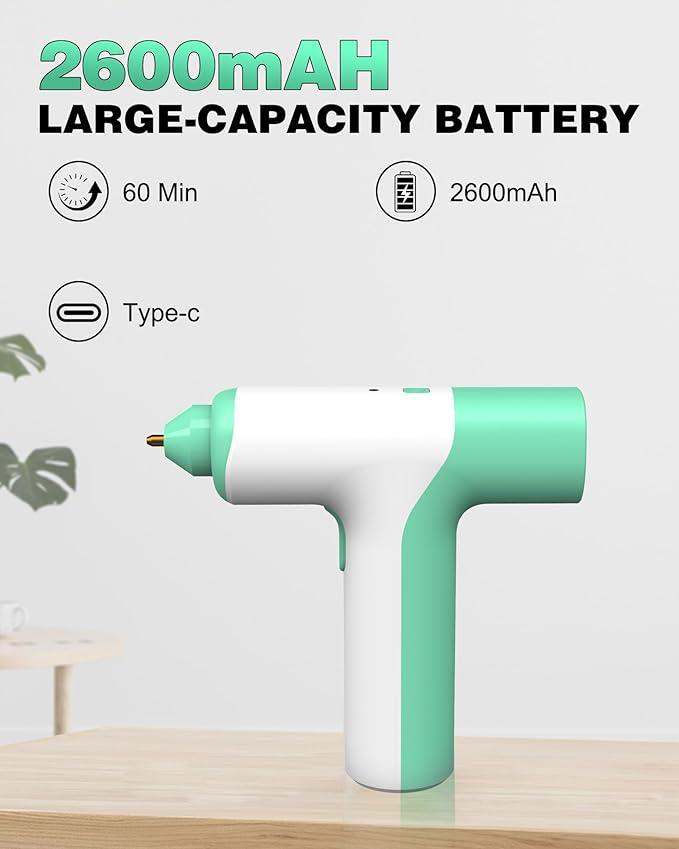 LUXTER Cordless Hot Glue Gun Kit 15s Fast Preheating Anti-drip Nozzle Auto Shut-Off Hot Melt Glue Gun with 2.6Ah Battery and 20 Hot Glue Sticks Craft Gun for DIY, Home Repairs, Kids' School Projects