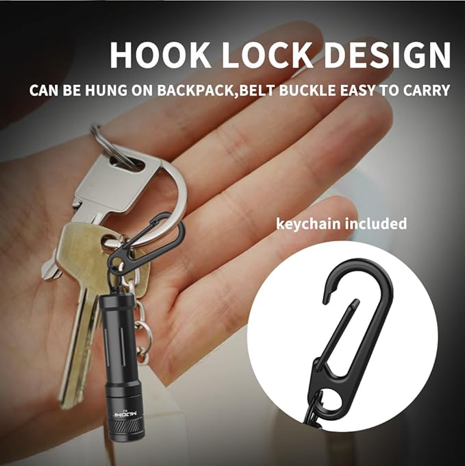 EDC Keychain Flashlight,100 High Lumen K2 Mini LED Light with AAA Battery, IPX7 Waterpoof Portable Small Light for Night Emergency etc.(Black)