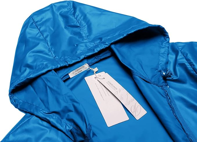 COOFANDY Mens Packable Rain Jacket Lightweight Waterproof Raincoat with Hood Outdoor Rain Gear Travel Hiking Cycling