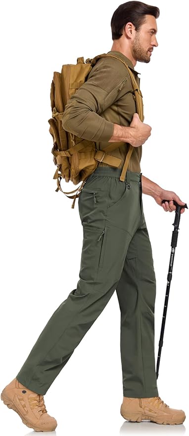 Mens Lightweight Cargo Hiking Patns Outdoor Quick Dry Work Tactical Pants with 6 Pockets Water Resistant Fishing Travel Pants