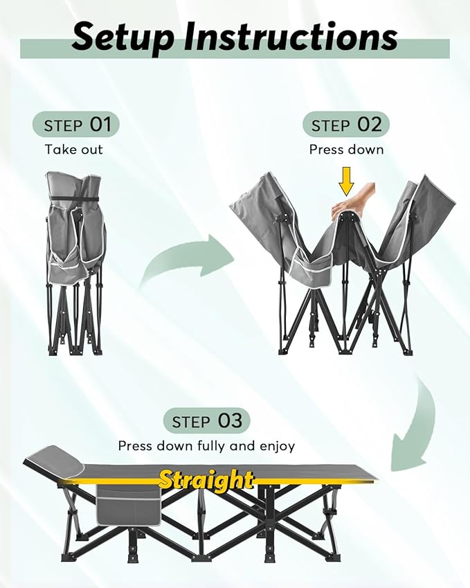 ZENPETIO Folding Camping Cot for Adult, 28In Portable Sleeping Cot with Mattress, Outdoor Heavy Duty Cot Bed for Camp with Carry Bag, Max Loading 500lbs for Home, Office, Camp, Travel, Vacation