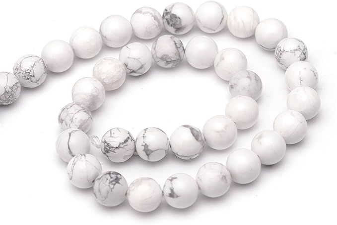 Youngbling Natural Gemstone Beads for Jewelry Making,10mm Howlite Polished Round Smooth Stone Beads for Bracelet Necklace 15 Inch