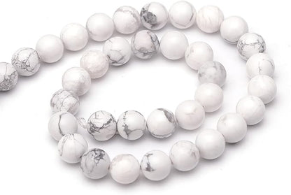 Youngbling Natural Gemstone Beads for Jewelry Making,10mm Howlite Polished Round Smooth Stone Beads for Bracelet Necklace 15 Inch