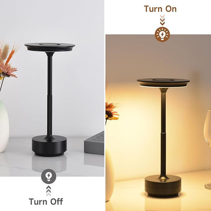 Color-Changing Night Light - Simple and Modern Metal Base Desktop Ambient Light, Bedroom Bedside Light, Meeting Room Decorative Lighting, LED dimmable Night Light (Black)