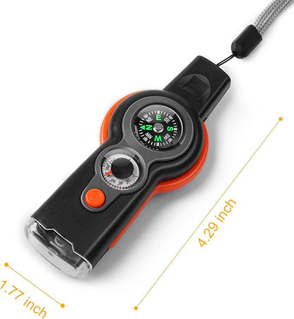 Emergency Survival Function Whistle, Outdoor Multifunctional Tool Safety Whistle with Lanyard, Ideal for Kayaking, Boating, Hiking, Camping, Climbing, Hunting, Fishing, Rescue Signaling