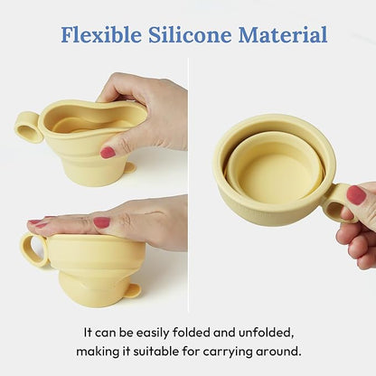 carrotez 2 pack MiniSilicone Collapsible Travel Cup for Camping, Hiking, Backpacking, and Picnics, 6 oz, Reusable, Food-grade, BPA- Free, Lightweight, Unbreakable, Portable, Small Size - Yellow Butter