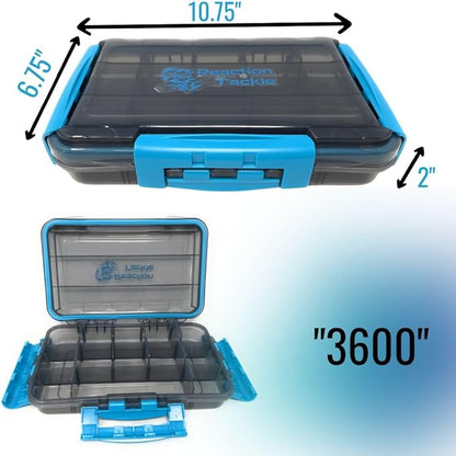 Reaction Tackle Ultimate Tackle Box Trays: Boxes to Organize and Store in Your Fishing Tackle Bag! for Anglers on The Go - 3600 Tackle Tray and 3700 Tackle Trays - 3-Clip Waterproof Tray