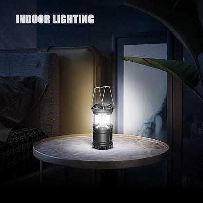 EXTRASTAR 2 Pack LED Battery Operated Lights, Portable Survival Battery Powered Lamp, Waterproof Camping Lantern, Suitable for Hurricane, Emergency, Storm, Outages, Outdoor Collapsible Lanterns, Black