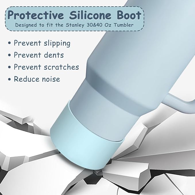 Stanley Cup Accessories Set,Including 2 Pcs 0.4in Straw Cover, 1 Silicone Spill-Proof Stopper Set of 3, 1 Cute Flower Handle Charm, 1 Silicone Boot Fits Stanley 40&30 Oz Tumbler (Blue)