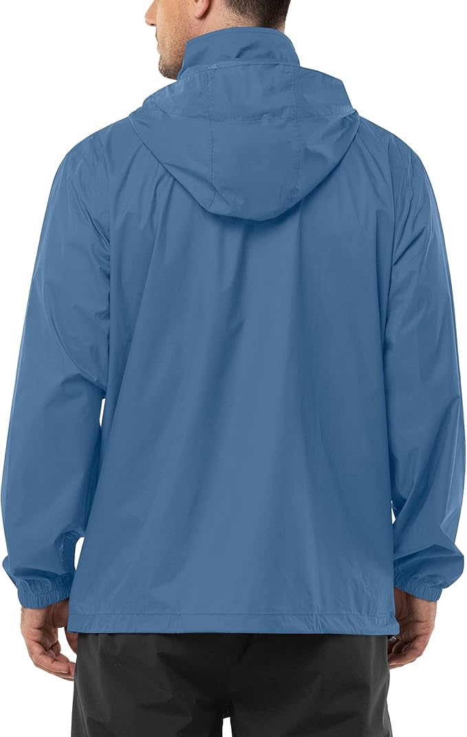 Outdoor Ventures Men's Rain Jacket Waterproof Lightweight Packable Rain Shell Raincoat with Hood for Golf Hiking Travel