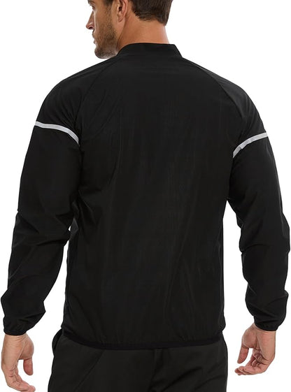 NINGMI Sauna Suit for Men Sweat - Long Sleeve Shirt Jacket Workout Body Shaper Zipper Top Slimming Fitness Trainer Gym