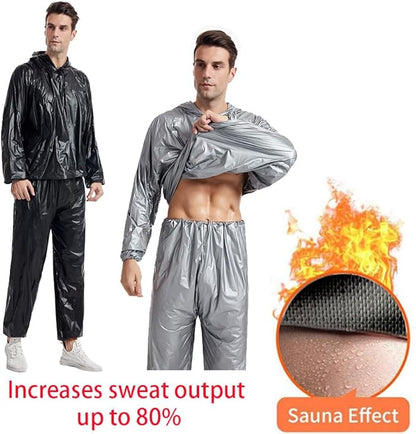 DawnBreak Sauna Sweat Suit for Women/Men with Hoodie Zipper Weight Loss Fitness Exercise Gym Workout Suit Top Pants